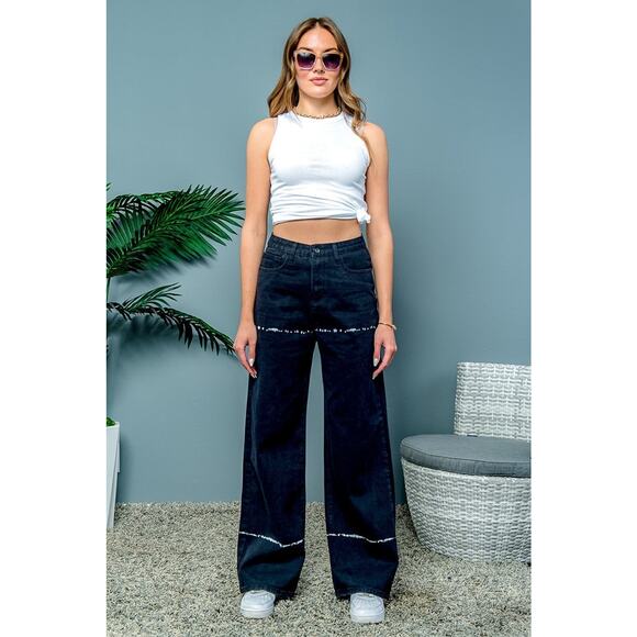 Skinny Fries Jeans Women's Super High Rise Baggy Wide Leg Jeans Size 0 (24/32) - Picture 1 of 10